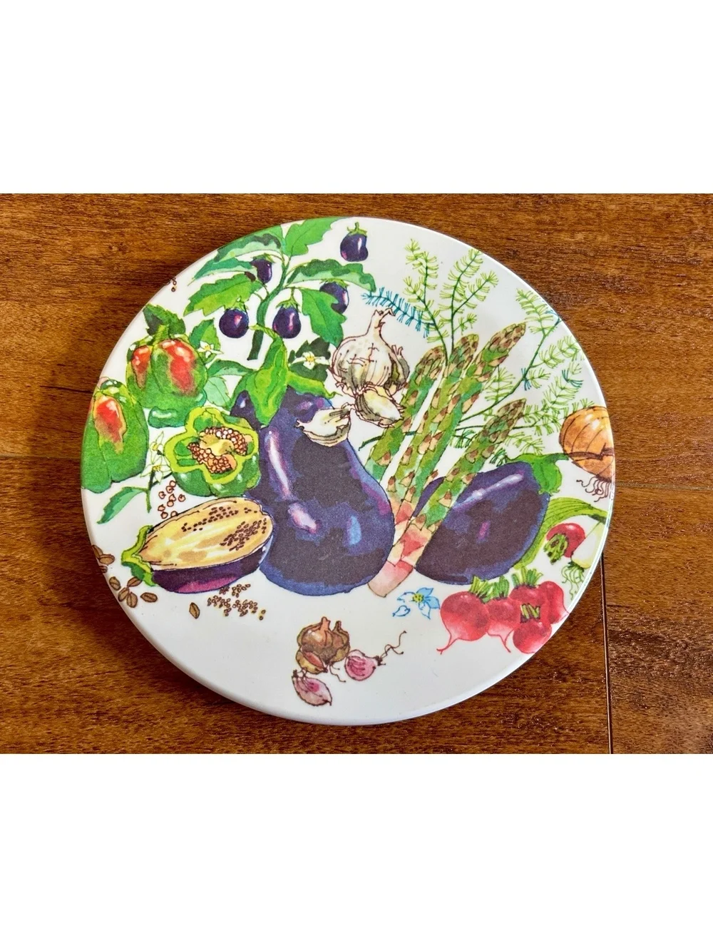 Set of 2 Italian Made Ceramic Vegetable Themed Trivets